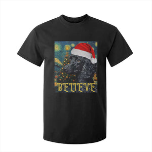 Funny Xmas Poodle T Shirt For Kid Believe Christmas Starry Night Dog Lover TS09 Black Print Your Wear