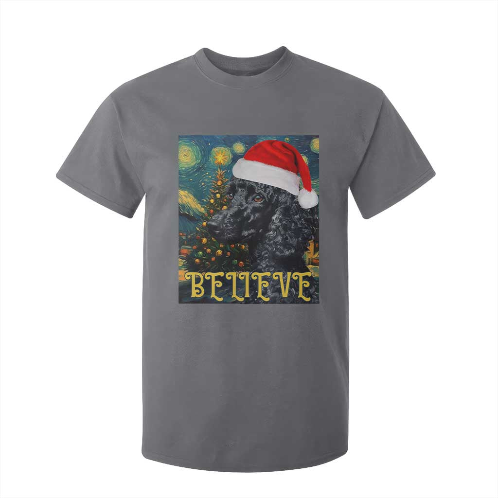 Funny Xmas Poodle T Shirt For Kid Believe Christmas Starry Night Dog Lover TS09 Charcoal Print Your Wear