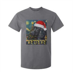 Funny Xmas Poodle T Shirt For Kid Believe Christmas Starry Night Dog Lover TS09 Charcoal Print Your Wear