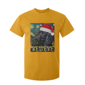 Funny Xmas Poodle T Shirt For Kid Believe Christmas Starry Night Dog Lover TS09 Gold Print Your Wear