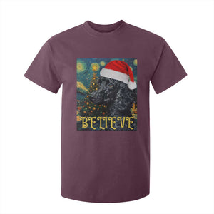 Funny Xmas Poodle T Shirt For Kid Believe Christmas Starry Night Dog Lover TS09 Maroon Print Your Wear