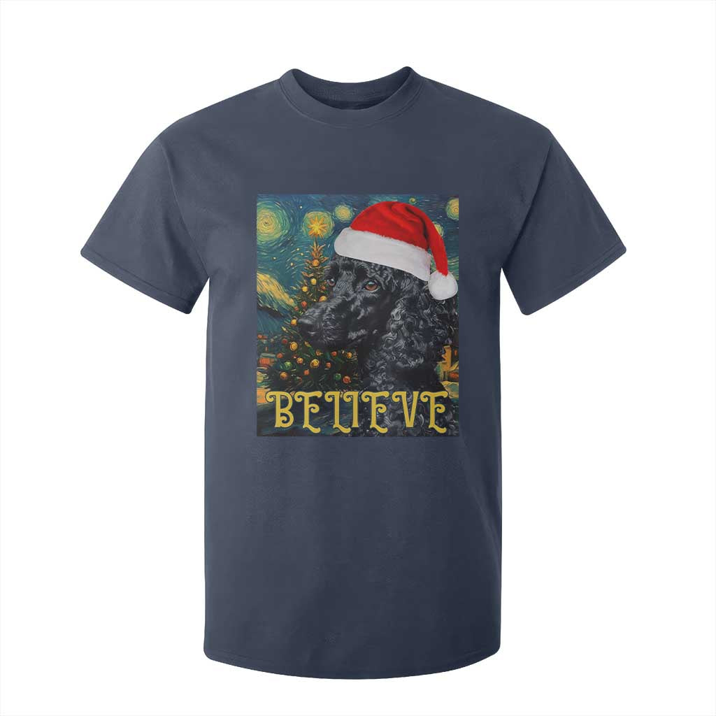 Funny Xmas Poodle T Shirt For Kid Believe Christmas Starry Night Dog Lover TS09 Navy Print Your Wear