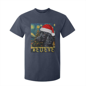 Funny Xmas Poodle T Shirt For Kid Believe Christmas Starry Night Dog Lover TS09 Navy Print Your Wear