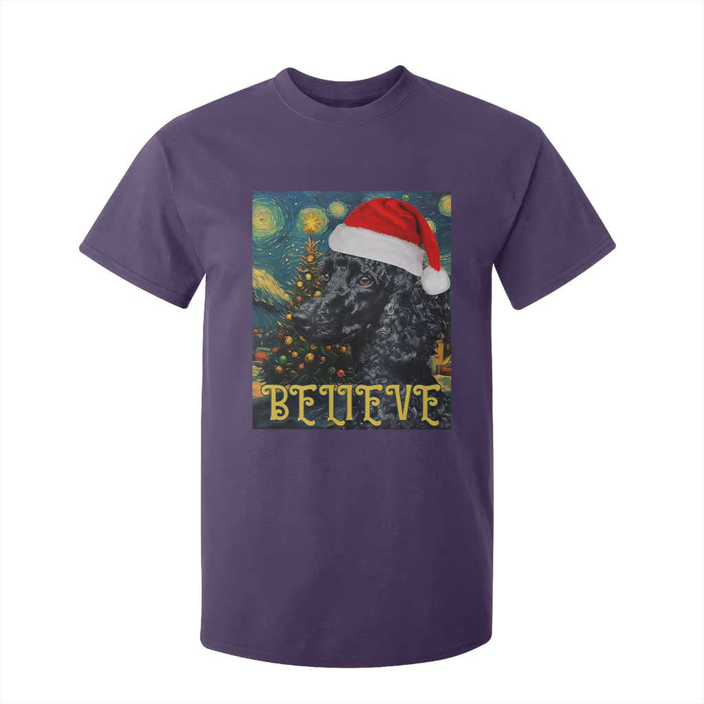 Funny Xmas Poodle T Shirt For Kid Believe Christmas Starry Night Dog Lover TS09 Purple Print Your Wear