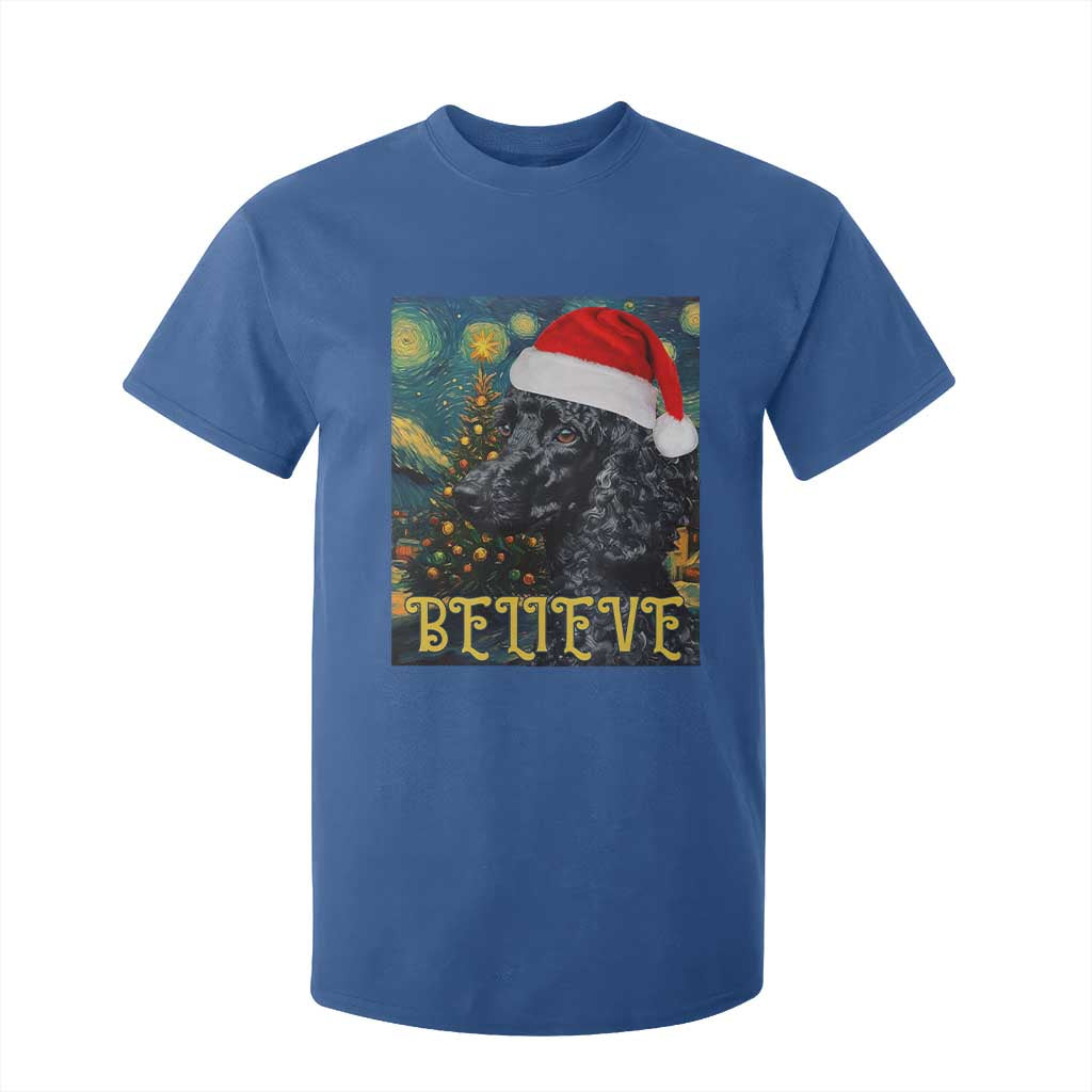 Funny Xmas Poodle T Shirt For Kid Believe Christmas Starry Night Dog Lover TS09 Royal Blue Print Your Wear