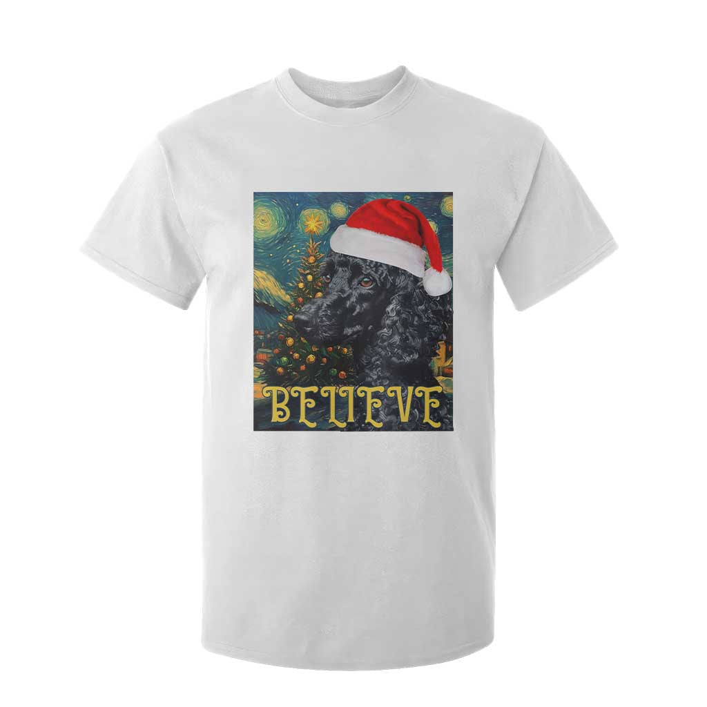 Funny Xmas Poodle T Shirt For Kid Believe Christmas Starry Night Dog Lover TS09 White Print Your Wear