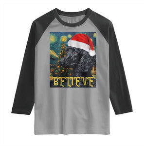 Funny Xmas Poodle Raglan Shirt Believe Christmas Starry Night Dog Lover TS09 Sport Gray Black Print Your Wear