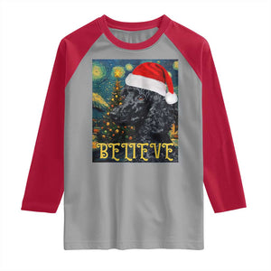 Funny Xmas Poodle Raglan Shirt Believe Christmas Starry Night Dog Lover TS09 Sport Gray Red Print Your Wear