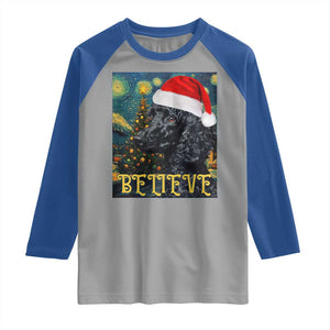 Funny Xmas Poodle Raglan Shirt Believe Christmas Starry Night Dog Lover TS09 Sport Gray Royal Print Your Wear