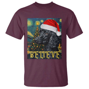 Funny Xmas Poodle T Shirt Believe Christmas Starry Night Dog Lover TS09 Maroon Print Your Wear