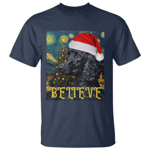 Funny Xmas Poodle T Shirt Believe Christmas Starry Night Dog Lover TS09 Navy Print Your Wear