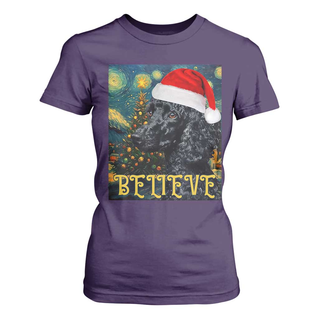 Funny Xmas Poodle T Shirt For Women Believe Christmas Starry Night Dog Lover TS09 Purple Print Your Wear
