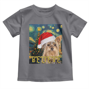Funny Xmas Yorkshire Baby Shirt Believe Christmas Starry Night Dog Lover TS09 Charcoal Print Your Wear