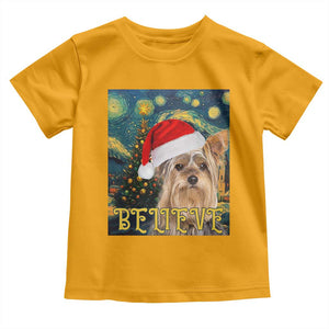 Funny Xmas Yorkshire Baby Shirt Believe Christmas Starry Night Dog Lover TS09 Gold Print Your Wear