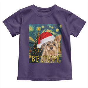 Funny Xmas Yorkshire Baby Shirt Believe Christmas Starry Night Dog Lover TS09 Purple Print Your Wear
