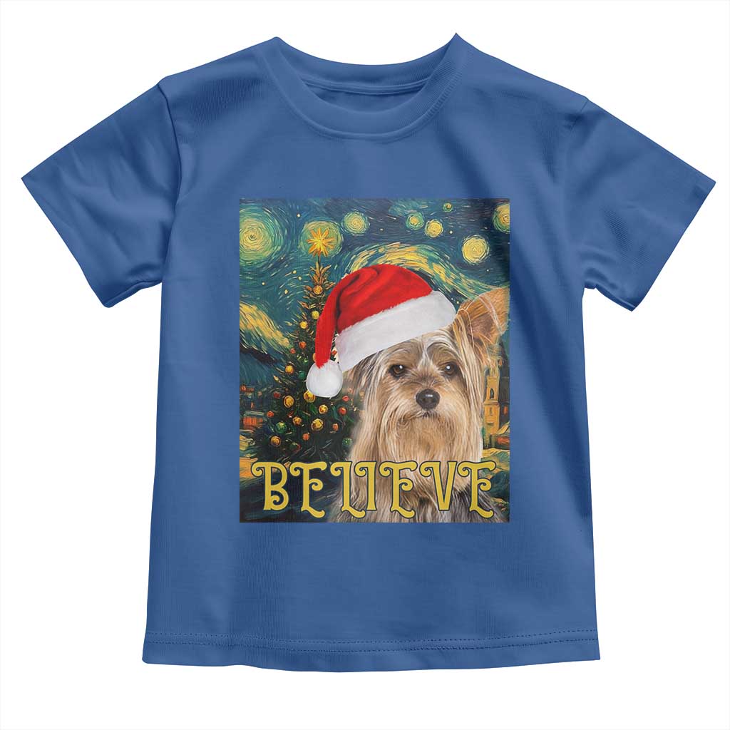 Funny Xmas Yorkshire Baby Shirt Believe Christmas Starry Night Dog Lover TS09 Royal Blue Print Your Wear