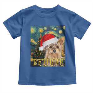 Funny Xmas Yorkshire Baby Shirt Believe Christmas Starry Night Dog Lover TS09 Royal Blue Print Your Wear