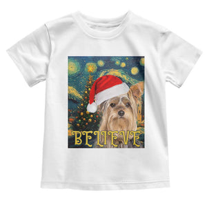 Funny Xmas Yorkshire Baby Shirt Believe Christmas Starry Night Dog Lover TS09 White Print Your Wear