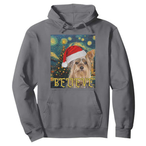 Funny Xmas Yorkshire Hoodie Believe Christmas Starry Night Dog Lover TS09 Charcoal Print Your Wear