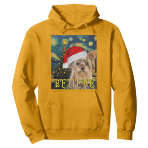 Funny Xmas Yorkshire Hoodie Believe Christmas Starry Night Dog Lover TS09 Gold Print Your Wear