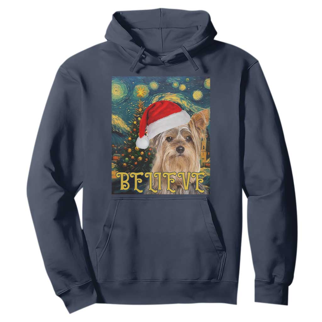 Funny Xmas Yorkshire Hoodie Believe Christmas Starry Night Dog Lover TS09 Navy Print Your Wear