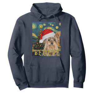 Funny Xmas Yorkshire Hoodie Believe Christmas Starry Night Dog Lover TS09 Navy Print Your Wear