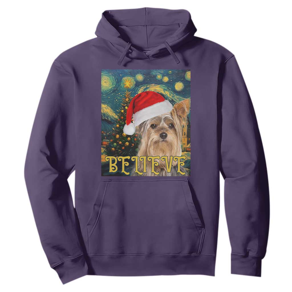 Funny Xmas Yorkshire Hoodie Believe Christmas Starry Night Dog Lover TS09 Purple Print Your Wear