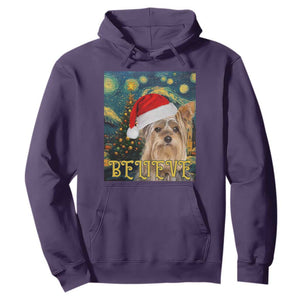 Funny Xmas Yorkshire Hoodie Believe Christmas Starry Night Dog Lover TS09 Purple Print Your Wear