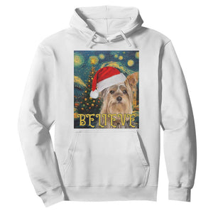Funny Xmas Yorkshire Hoodie Believe Christmas Starry Night Dog Lover TS09 White Print Your Wear