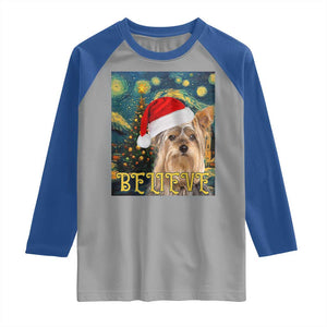 Funny Xmas Yorkshire Raglan Shirt Believe Christmas Starry Night Dog Lover TS09 Sport Gray Royal Print Your Wear