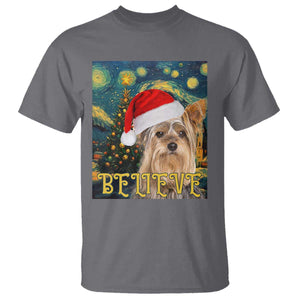 Funny Xmas Yorkshire T Shirt Believe Christmas Starry Night Dog Lover TS09 Charcoal Print Your Wear