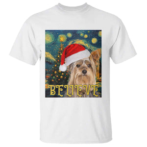 Funny Xmas Yorkshire T Shirt Believe Christmas Starry Night Dog Lover TS09 White Print Your Wear
