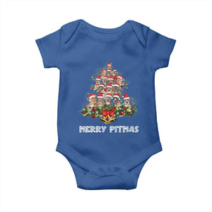 Funny Xmas Pitbull Baby Onesie Merry Pitmas Christmas Tree Dog Lover TS09 Royal Blue Print Your Wear