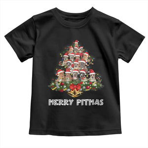 Funny Xmas Pitbull Baby Shirt Merry Pitmas Christmas Tree Dog Lover TS09 Black Print Your Wear