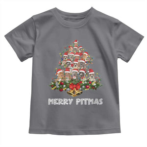Funny Xmas Pitbull Baby Shirt Merry Pitmas Christmas Tree Dog Lover TS09 Charcoal Print Your Wear