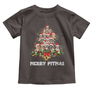 Funny Xmas Pitbull Baby Shirt Merry Pitmas Christmas Tree Dog Lover TS09 Dark Chocolate Print Your Wear