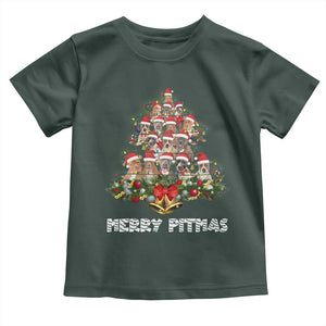 Funny Xmas Pitbull Baby Shirt Merry Pitmas Christmas Tree Dog Lover TS09 Dark Forest Green Print Your Wear