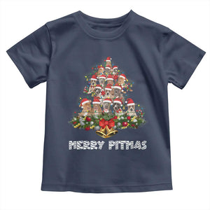 Funny Xmas Pitbull Baby Shirt Merry Pitmas Christmas Tree Dog Lover TS09 Navy Print Your Wear