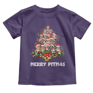 Funny Xmas Pitbull Baby Shirt Merry Pitmas Christmas Tree Dog Lover TS09 Purple Print Your Wear