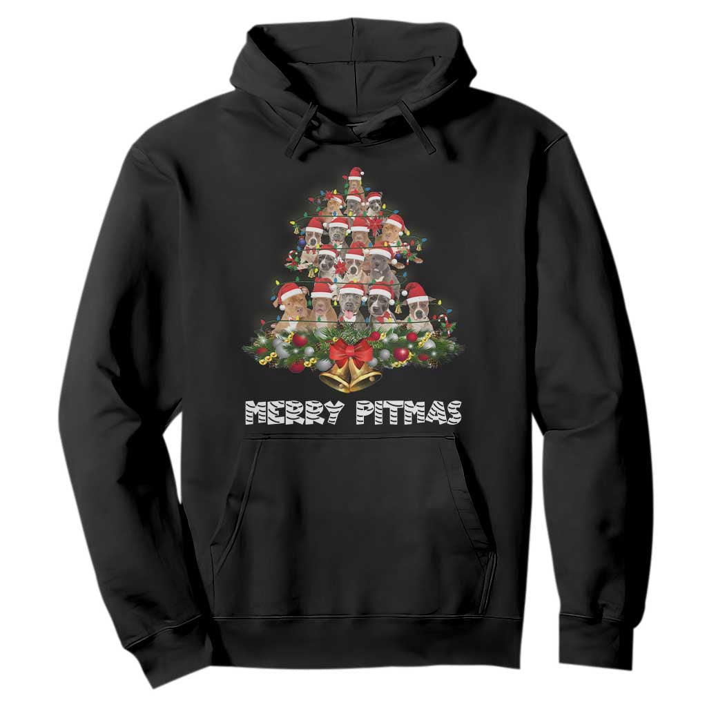 Funny Xmas Pitbull Hoodie Merry Pitmas Christmas Tree Dog Lover TS09 Black Print Your Wear