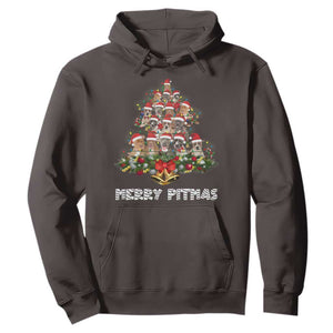 Funny Xmas Pitbull Hoodie Merry Pitmas Christmas Tree Dog Lover TS09 Dark Chocolate Print Your Wear