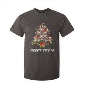 Funny Xmas Pitbull T Shirt For Kid Merry Pitmas Christmas Tree Dog Lover TS09 Dark Chocolate Print Your Wear