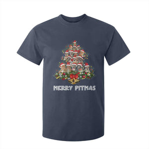 Funny Xmas Pitbull T Shirt For Kid Merry Pitmas Christmas Tree Dog Lover TS09 Navy Print Your Wear