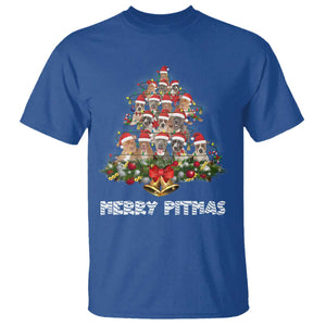 Funny Xmas Pitbull T Shirt Merry Pitmas Christmas Tree Dog Lover TS09 Royal Blue Print Your Wear