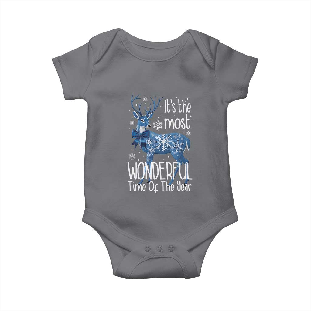 Chrismtas Reindeer Coquette Baby Onesie It's The Most Wonderful Time Of The Year TS09 Charcoal Print Your Wear