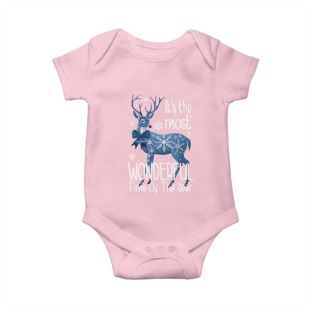 Chrismtas Reindeer Coquette Baby Onesie It's The Most Wonderful Time Of The Year TS09 Light Pink Print Your Wear