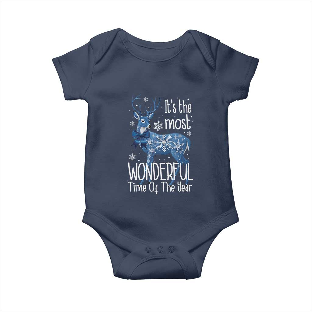Chrismtas Reindeer Coquette Baby Onesie It's The Most Wonderful Time Of The Year TS09 Navy Print Your Wear