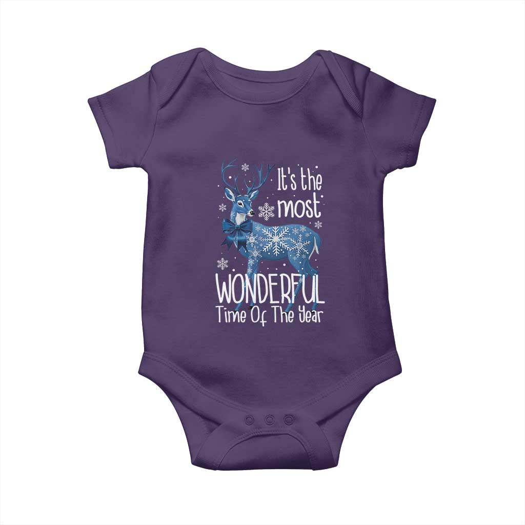 Chrismtas Reindeer Coquette Baby Onesie It's The Most Wonderful Time Of The Year TS09 Purple Print Your Wear