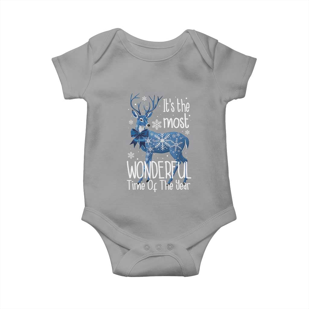 Chrismtas Reindeer Coquette Baby Onesie It's The Most Wonderful Time Of The Year TS09 Sport Gray Print Your Wear