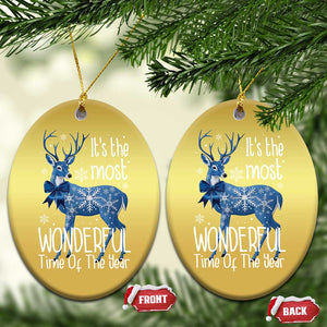 Xmas Reindeer Coquette Christmas Ornament It's The Most Wonderful Time Of The Year TS09 Oval Gold Print Your Wear